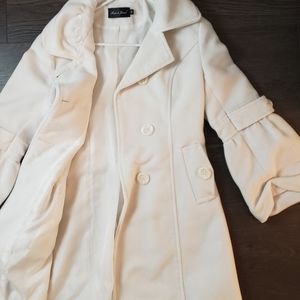 White warm trench coat